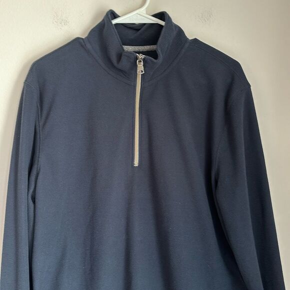 Banana Republic Men Quarter zip fleece Polartec navy blue soft sweatshirt EUC! - Picture 2 of 9